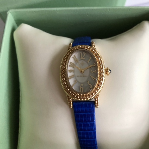 Judith Ripka 14 Gold & Cobalt Blue Lizard Watch - Picture 3 of 8